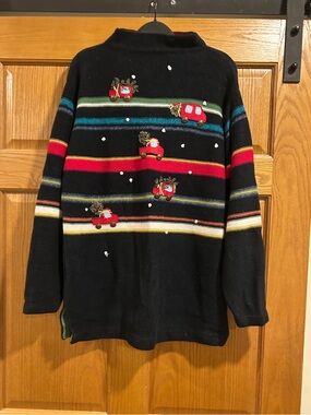 Susan Bristol Holiday Sweater with Festive Truck Embroidery Vintage 2001 Size L
